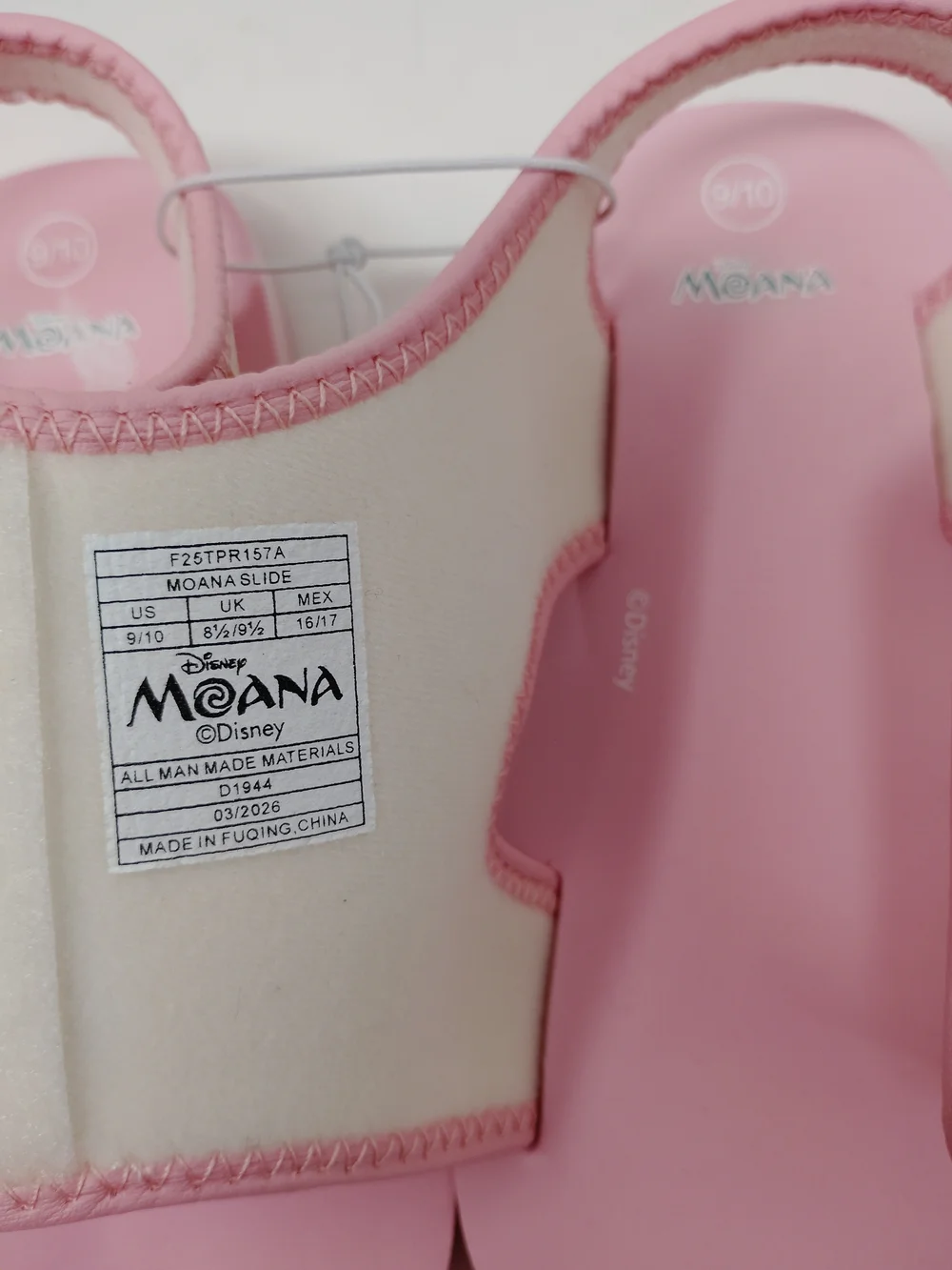 Disney Moana New Pink Girls Slide Sandals Size 9/10, Casualwear
